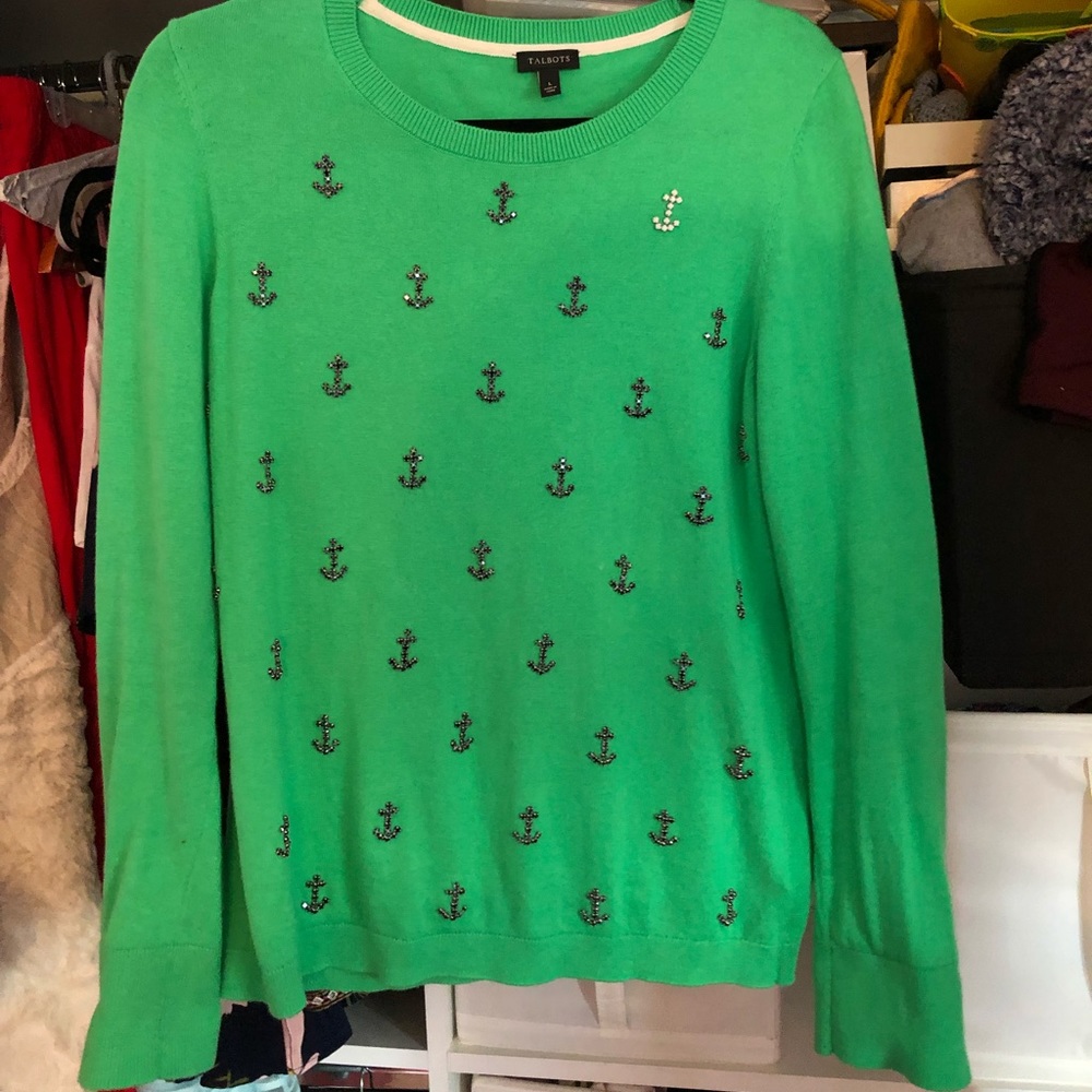 Kelly Green Anchor Talbot’s Pullover Sweater NWOT